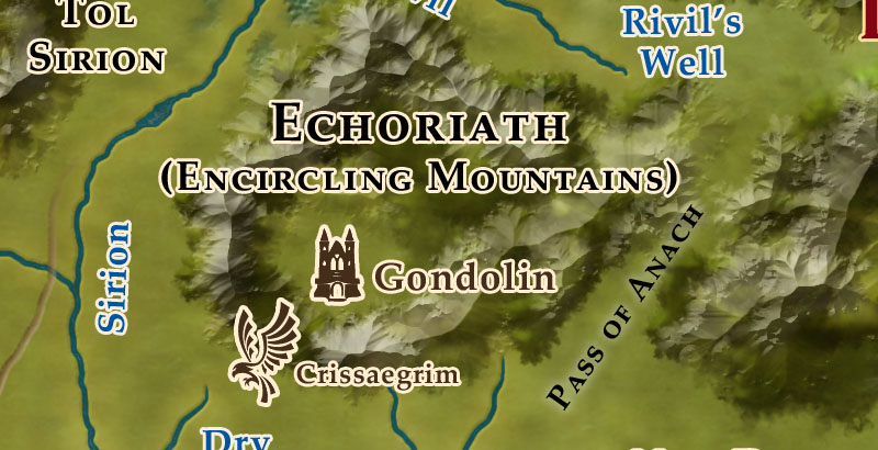 Gondolin (Beleriand Map Detail)